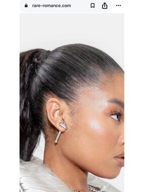 Rare Romance Strike Through Cross Single Earring Silver Tone Gothic Unisex